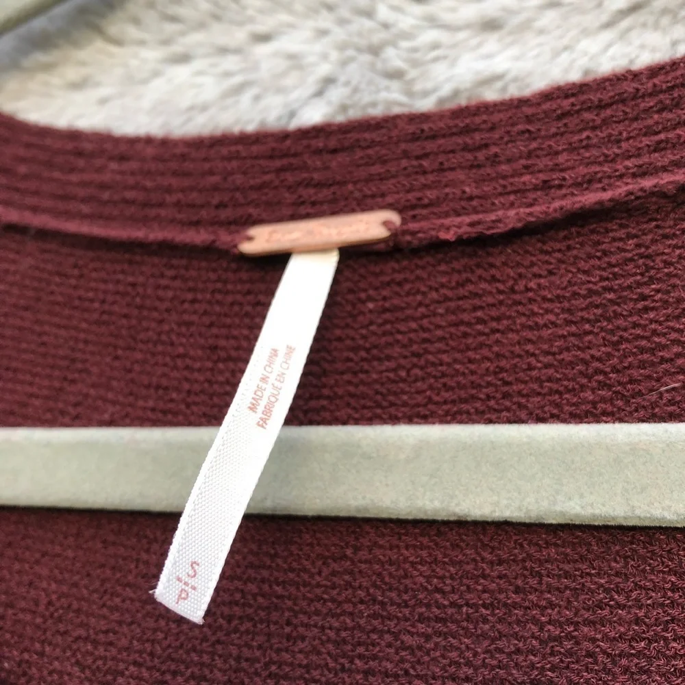 Free People Burgundy Criss Cross Sweater Tunic